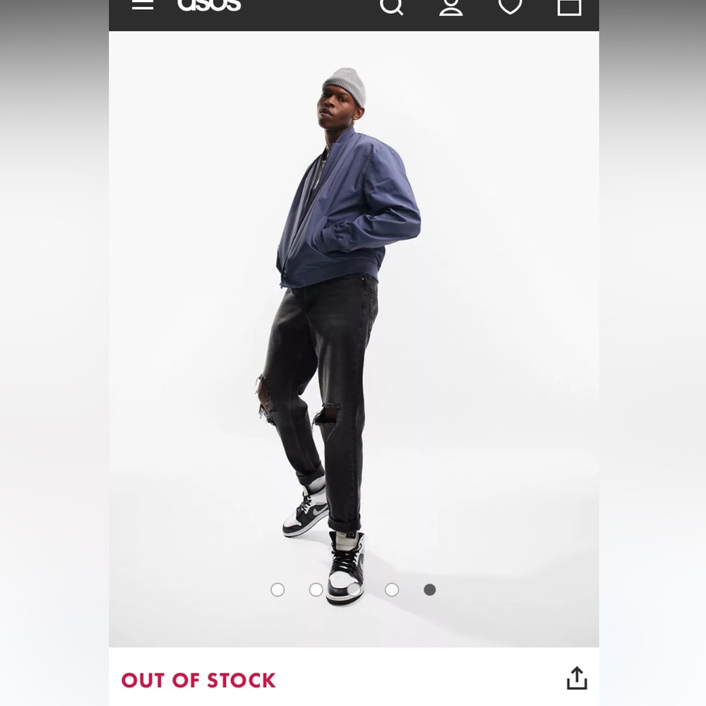 ASOS DESIGN oversized bomber jacket in blue gray